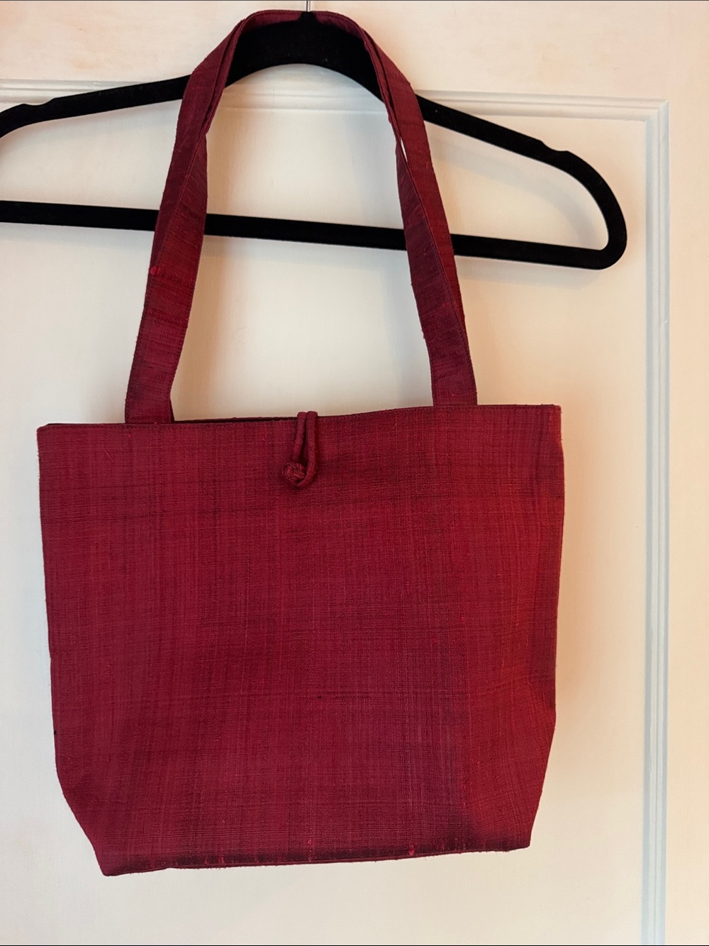 Elegant Women's Raw Silk Tote in Deep Burgundy